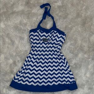 Charming Blue and White Chevron Kids Dress